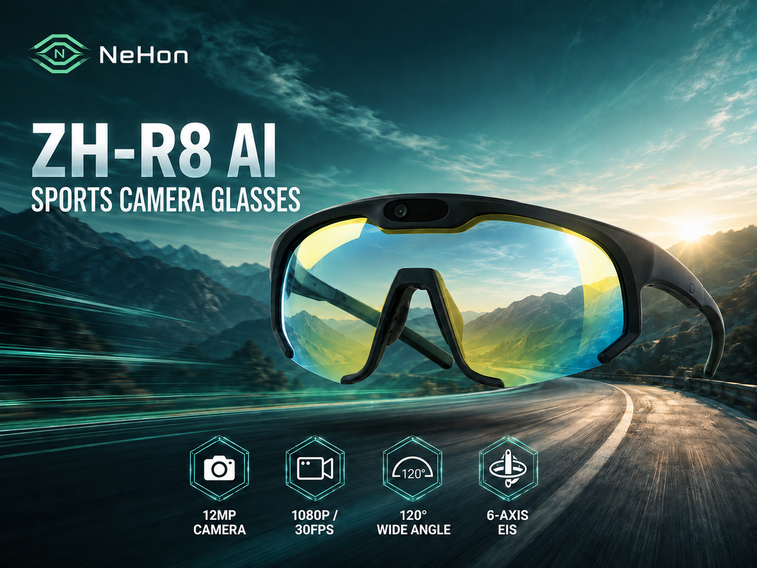 Nehon ZHR8 sports smart glasses with 12MP wide-angle camera